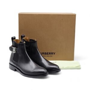 Burberry Luke TB Monogram Buckle Leather Chelsea Boot in Black 41.5 8.5US $1050